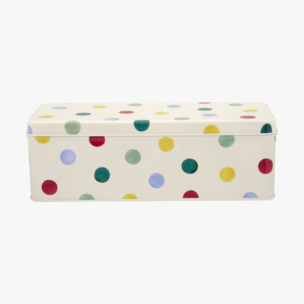 Polka Dot Print Long Deep Storage Tin By Emma Bridgewater